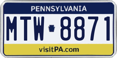 PA license plate MTW8871