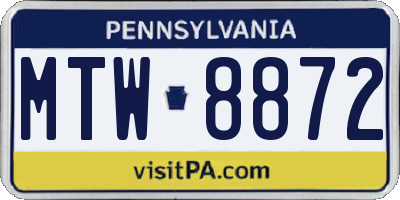 PA license plate MTW8872