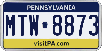 PA license plate MTW8873