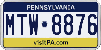 PA license plate MTW8876