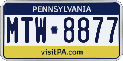 PA license plate MTW8877