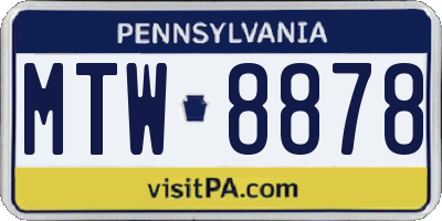 PA license plate MTW8878