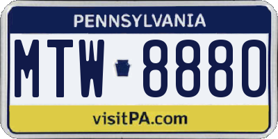 PA license plate MTW8880