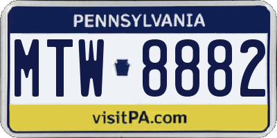 PA license plate MTW8882
