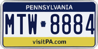 PA license plate MTW8884