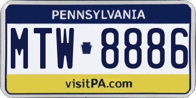 PA license plate MTW8886