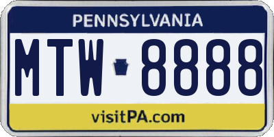 PA license plate MTW8888