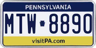PA license plate MTW8890
