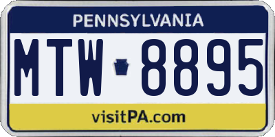 PA license plate MTW8895