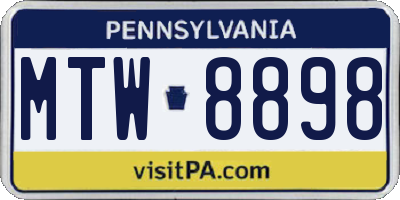 PA license plate MTW8898