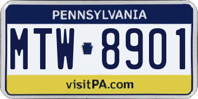 PA license plate MTW8901