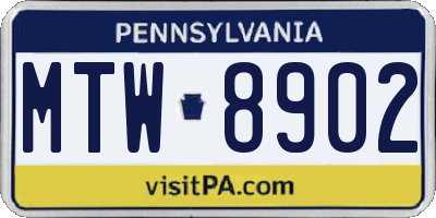 PA license plate MTW8902