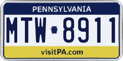 PA license plate MTW8911