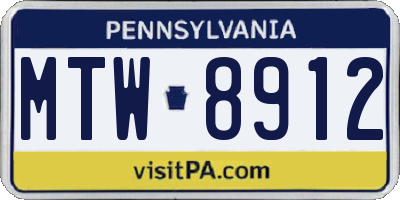 PA license plate MTW8912