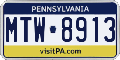 PA license plate MTW8913