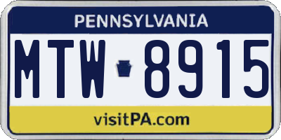 PA license plate MTW8915
