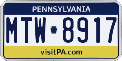 PA license plate MTW8917