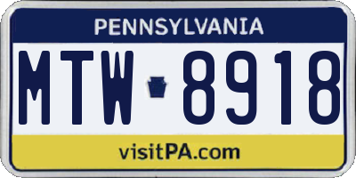 PA license plate MTW8918