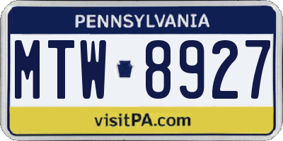 PA license plate MTW8927