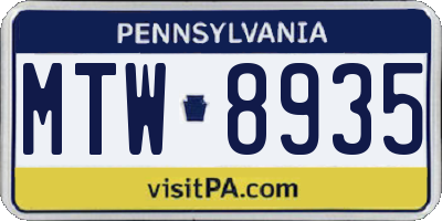 PA license plate MTW8935