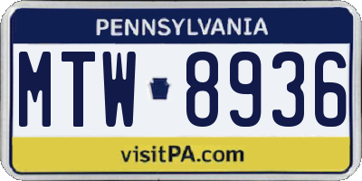 PA license plate MTW8936