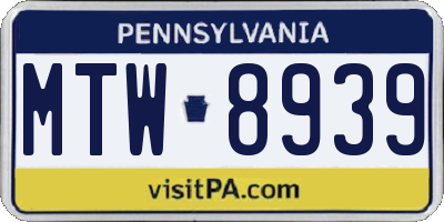 PA license plate MTW8939