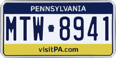 PA license plate MTW8941
