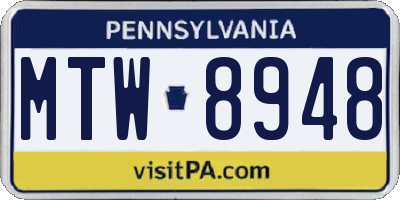 PA license plate MTW8948