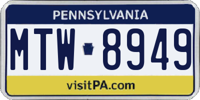 PA license plate MTW8949