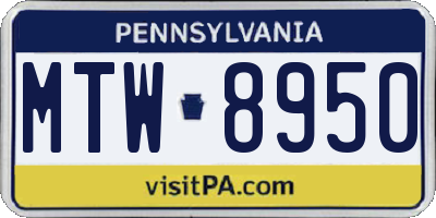 PA license plate MTW8950