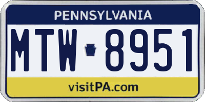PA license plate MTW8951