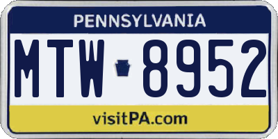 PA license plate MTW8952