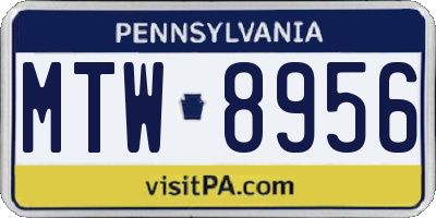 PA license plate MTW8956