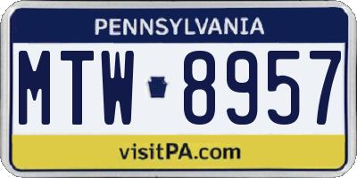 PA license plate MTW8957