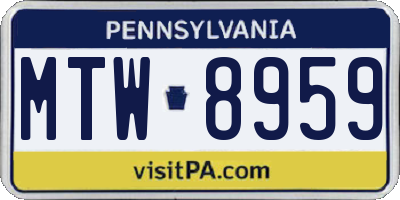 PA license plate MTW8959