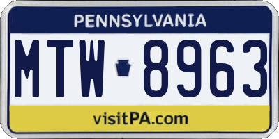 PA license plate MTW8963