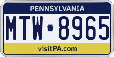PA license plate MTW8965