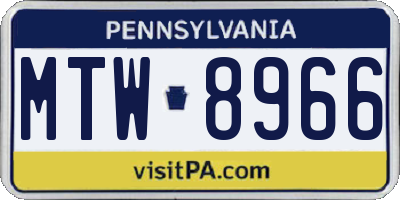 PA license plate MTW8966