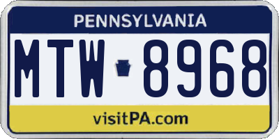 PA license plate MTW8968
