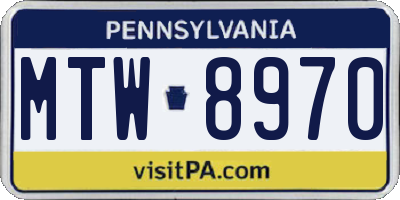 PA license plate MTW8970