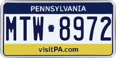 PA license plate MTW8972
