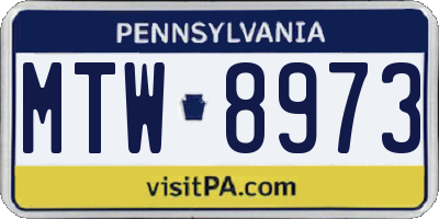 PA license plate MTW8973
