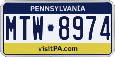 PA license plate MTW8974