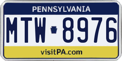 PA license plate MTW8976