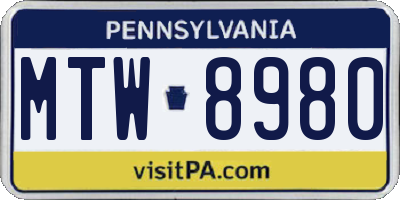PA license plate MTW8980