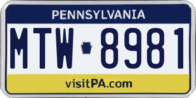 PA license plate MTW8981