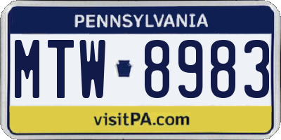 PA license plate MTW8983