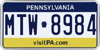 PA license plate MTW8984