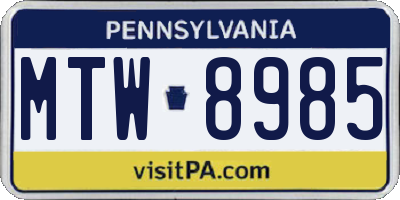 PA license plate MTW8985