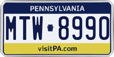 PA license plate MTW8990